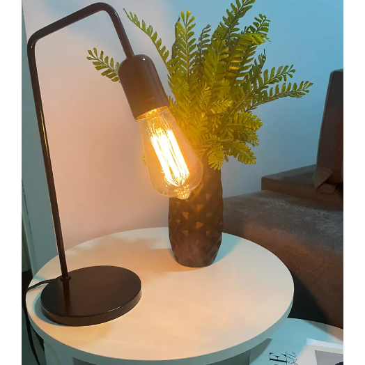 Abajur De Mesa Escritorio Quarto Luminaria Retro Vintage Industrial Preto Com Lampada ST64
