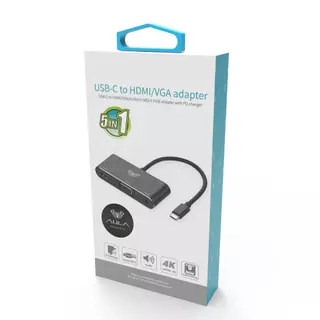 AULA USB C HUB OT-9573S 5 EM 1 TIPO C PARA HDMI E USB COM FUNÇÃO PD