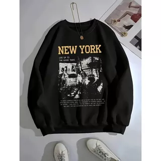 Moletom Careca New York Live Up To The Good Times (FRENTE) Gola Redonda Casaco Masculino Feminino Flanelado Unissex Inverno Frio Algodão Blusa