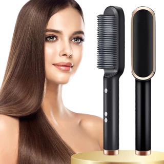 Escova Alisadora Secadora 3 em 1 Alisa Seca Hidrata Bivolt De Cabelo Com Ions Hair Chapinha Cachos Modelador Anion