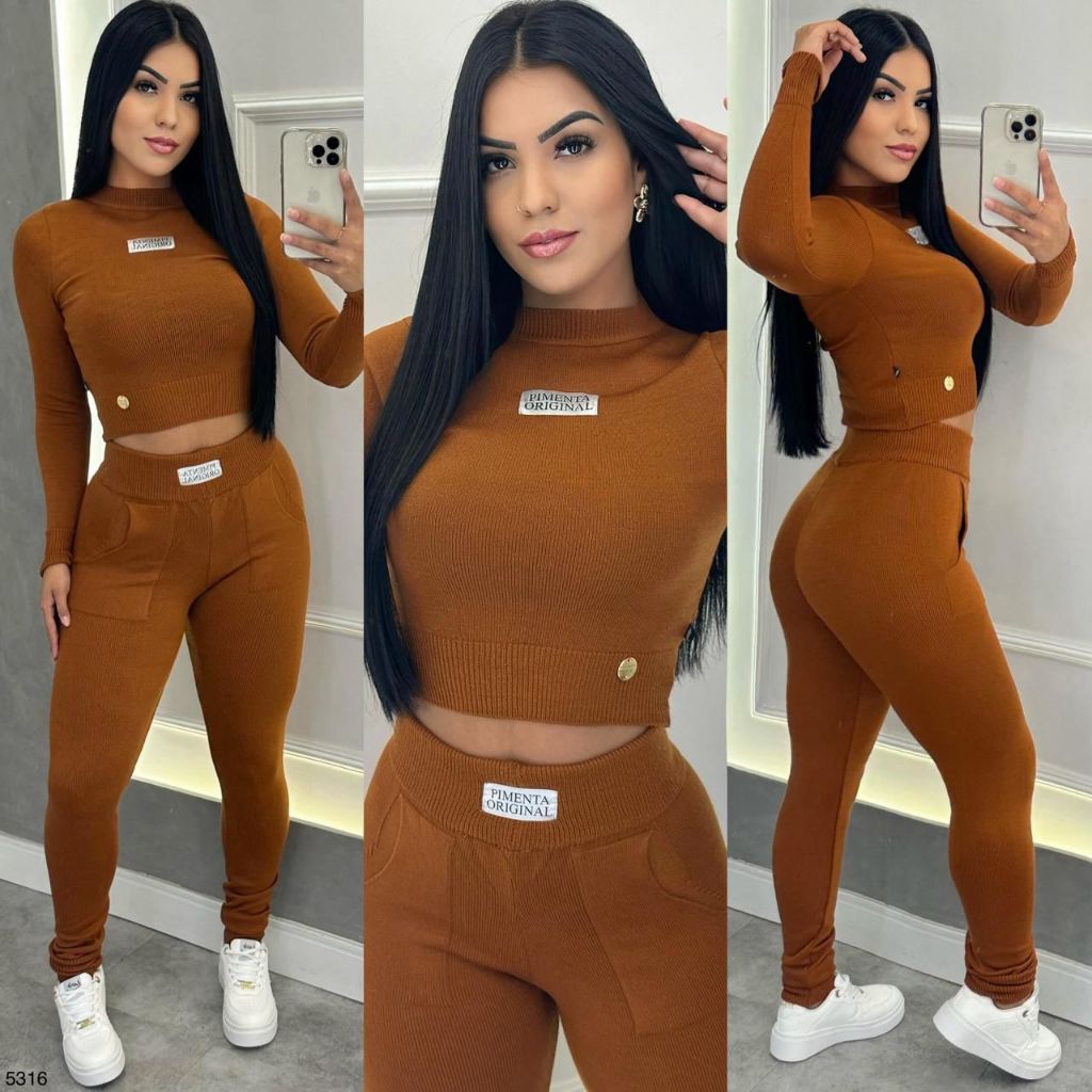conjunto pimenta doce original linho tricot calça e blusa | Shopee