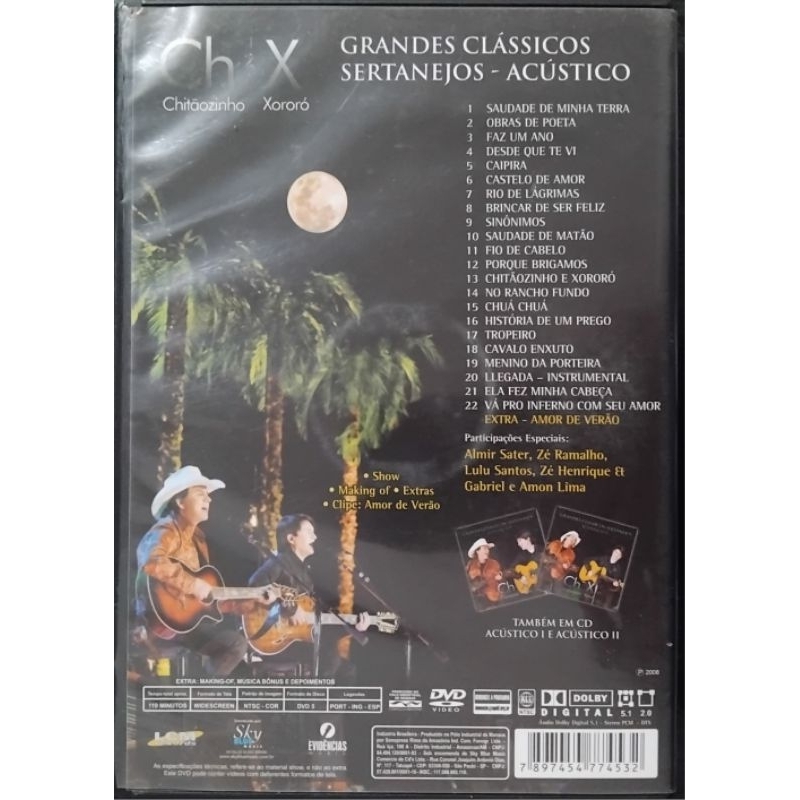 Dvd Chitãozinho & Xororó - Grandes clássicos Sertanejos