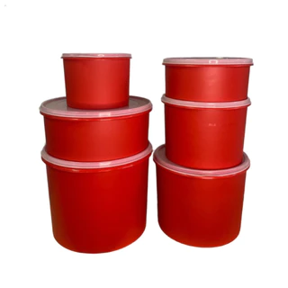 Kit Conjuntos com 06 Potes Organizador Vasilha Porta Alimento simular a Tupperware Preto ou Vermelho