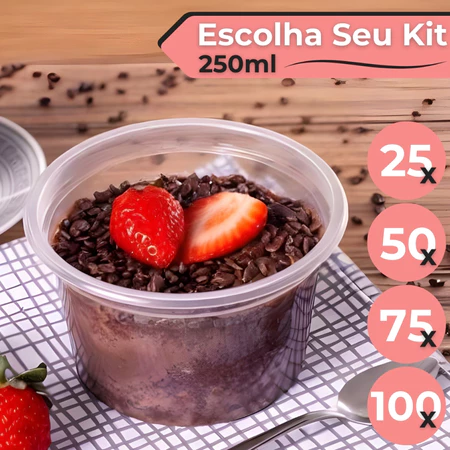 Pote Plástico Redondo 250ml Pote Para Bolo Sorvete