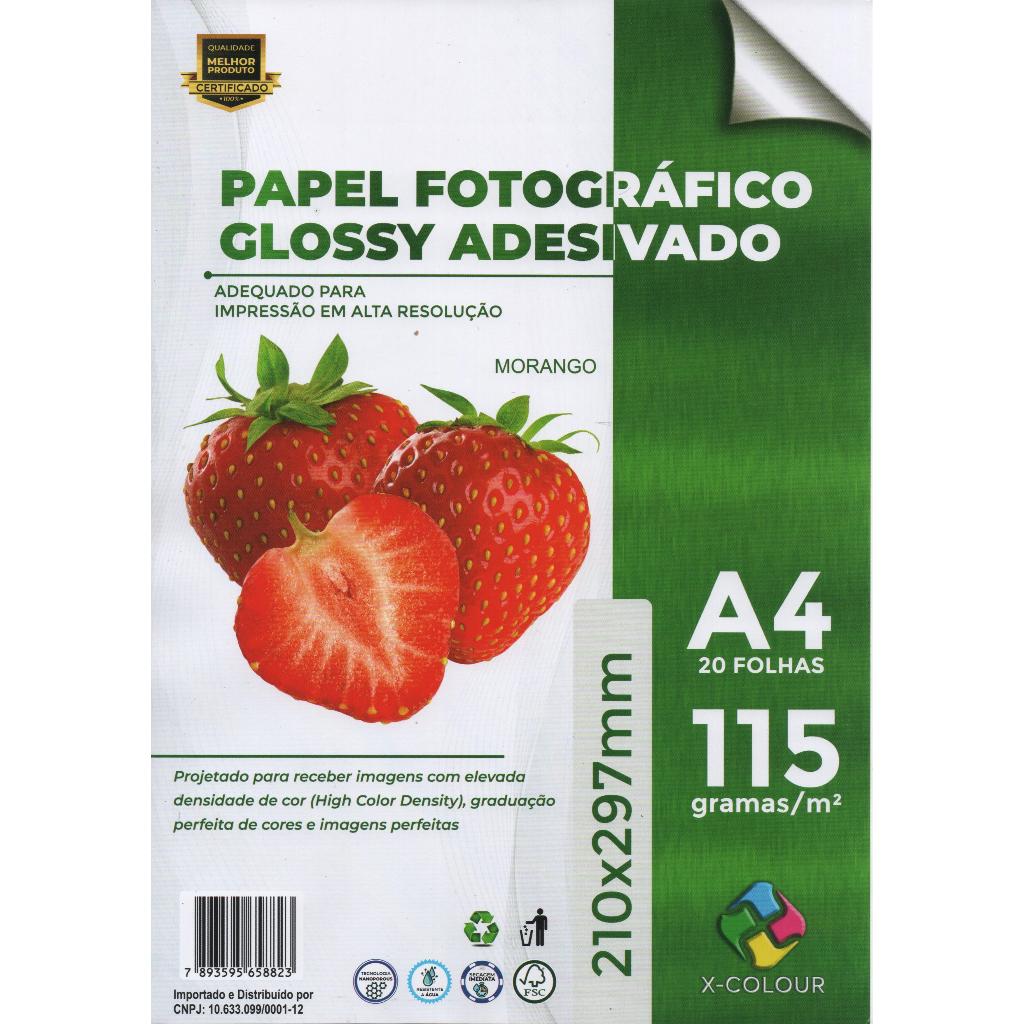 Papel Adesivo A4 Fotográfico 115g X-Colour - 100 Folhas