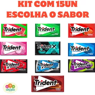 Kit com 15 CHICLETE TRIDENT Escolha o sabor