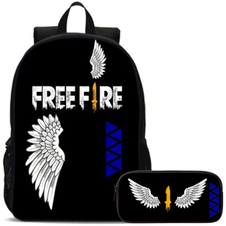 Kit Mochila Free Fire Infantil com Estojo para Crianças de 4 a 10 anos Escolar Game