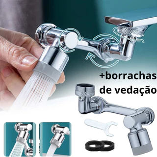 Extensor Duplo de Pia Torneira Para Banheiro Cozinha Lavatório Giratório Aço + Borrachas de Vedação