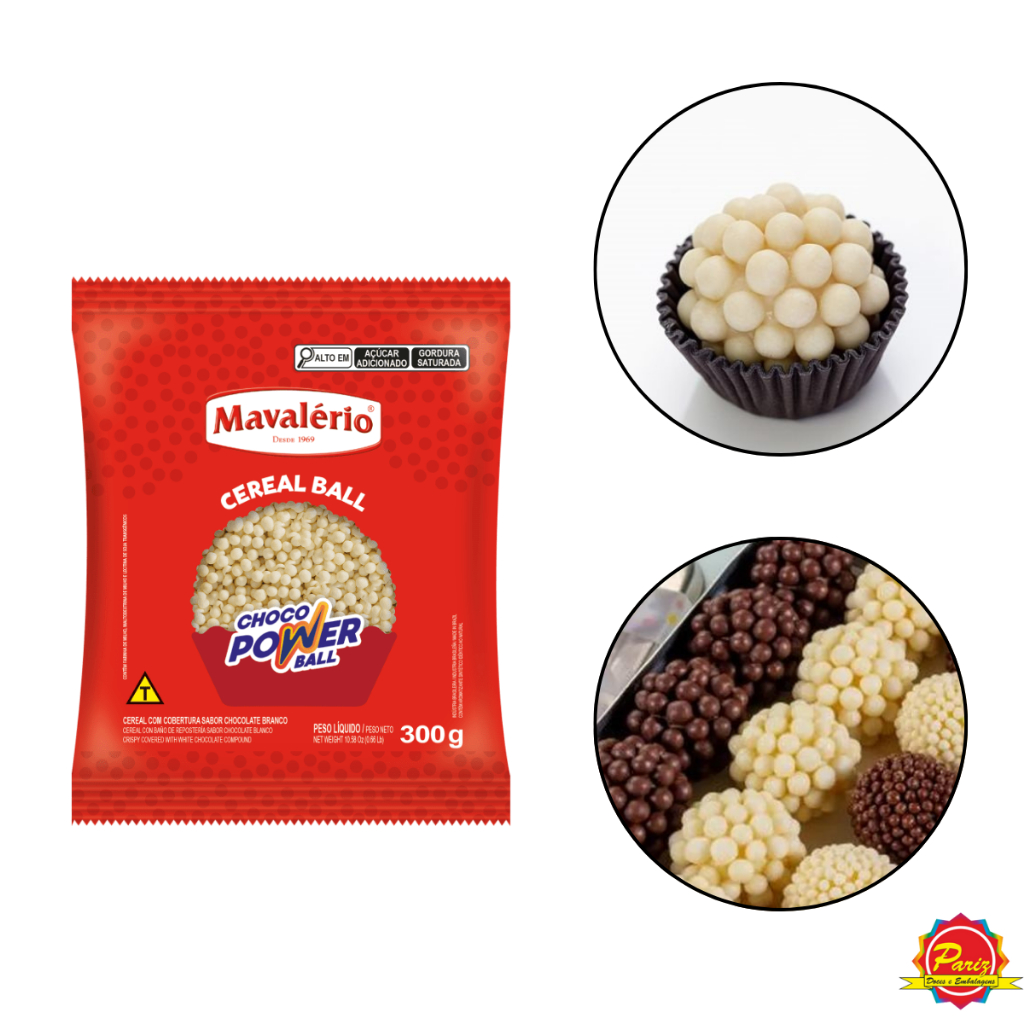 Choco Power Ball Mini Chocolate Branco 300g - Mavalério | Shopee Brasil