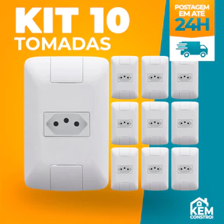 Kit 10 Conjunto Tomada Simples 10A Tramontina Linha Aria