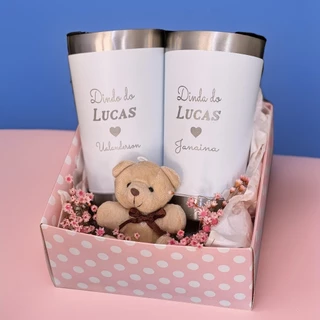 Kit Copo Térmico personalizado Convite Padrinhos com tampa e abridor 473ml