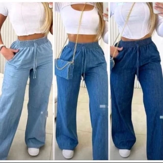 Pantalona feminina Plus Size imitando Jeans
