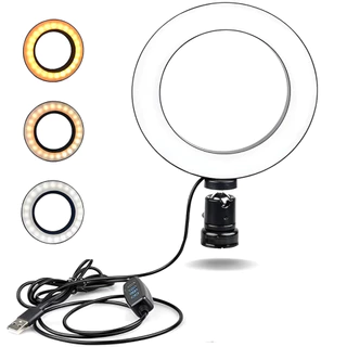 Ring Light 6 Polegadas Super Potente Usb Branco 3 Modos Branco Frio Neutro E Quente - Sem Tripé