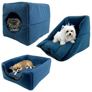 Cama Toca Iglu 3 em 1 Suede Cachorro e Gato Frio Quente Pet Tamanho P