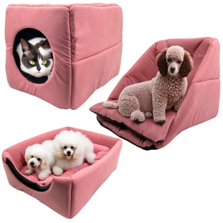 Cama Toca Iglu 3 em 1 Suede Cachorro e Gato Frio Quente Pet Tamanho G