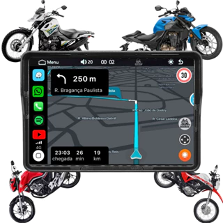 Multimidia Para Motos Universal Espelhamento Carplay Android Auto Bluetooth Gps