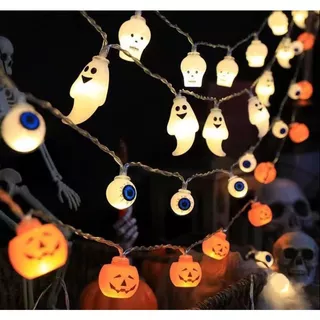 Decoração Halloween 3 Modelos Abobora, Caveira e Olhos para festa de Halloween com Pilhas Inclusas