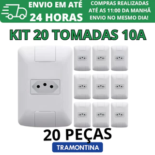 Kit Conjunto 20 Tomadas Simples 10A Tramontina Aria