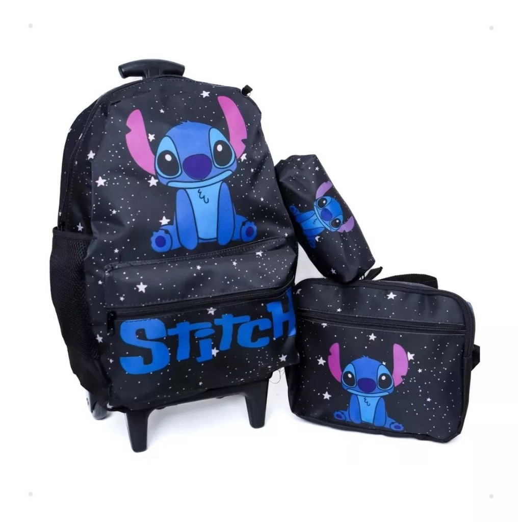 Kit Mochila Escolar Menino De Rodinhas Do LILO e STITCH / Personagem ...