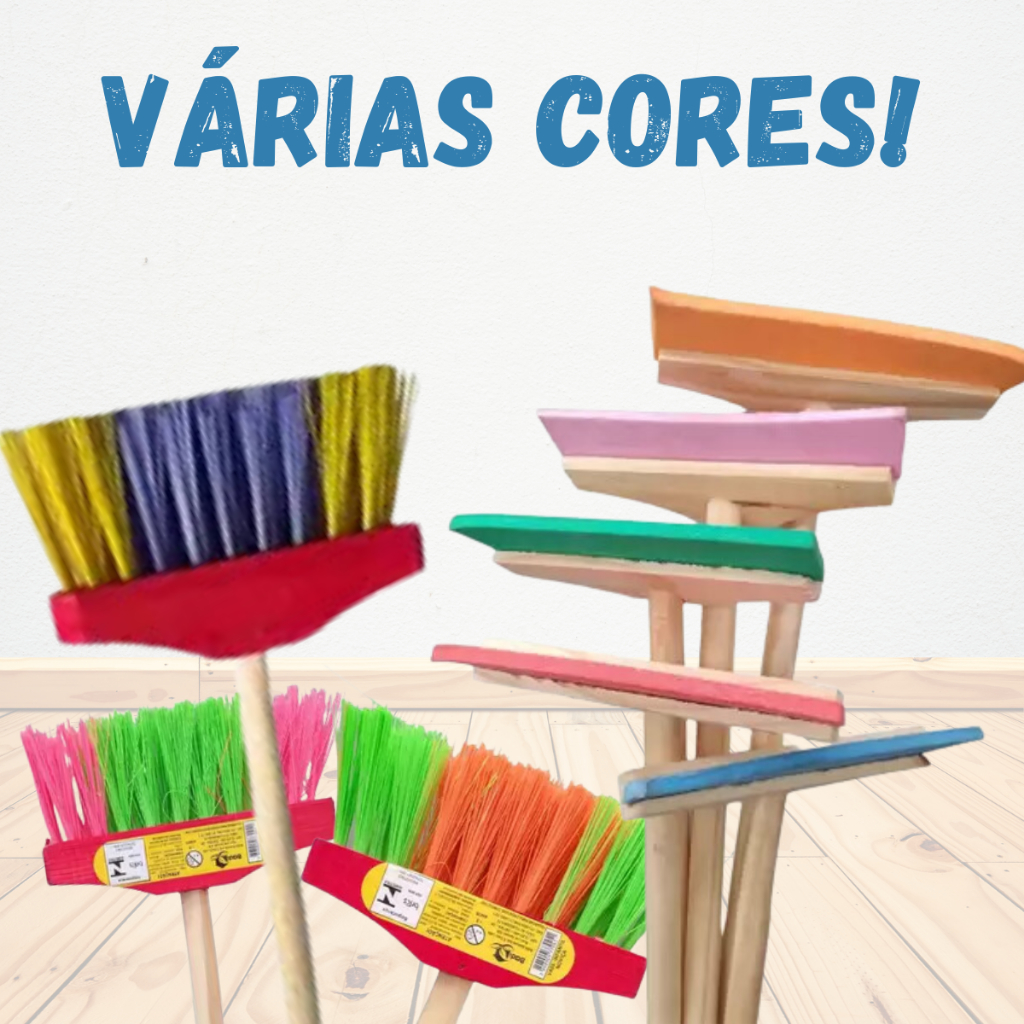 Vassoura Rodo Infantil 60 cm Brinquedo Faz de Conta Rodinho Vassourinha ...