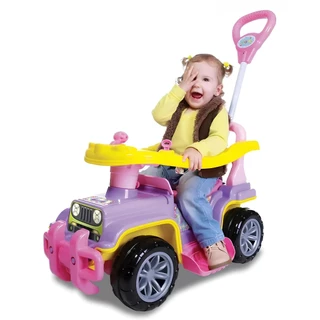 CARRINHO DE PASSEIO INFANTIL COM EMPURRADOR JIP JIP QUADRICICLO ROSA ANDADOR DE CRIANÇA MOTO DE BRINQUEDO MOTINHA PROTETOR APOIO PÉS TRICICLO MOTOCA PEDAL GRANDE BRINQUEDOS DE MENINO MENINA BEBE MOTOQUINHA ELÉTRICA VELOTROL JIPJIP MARAL
