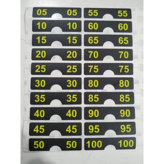 Adesivo Bateria De Peso Musculação De 5 A 100 Kg Kit com 5 cartelas