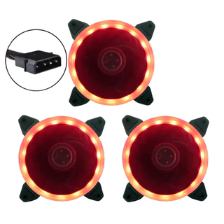 Kit 3 Cooler Fan Ring Gamer Led Vermelho 120mm Bfr-05r