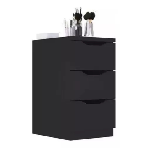 Estante Cômoda Com 3 Gavetas Decoração Escritório Organizador Na Cor Preto