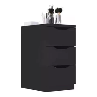 Estante Cômoda Com 3 Gavetas Decoração Escritório Organizador Na Cor Preto
