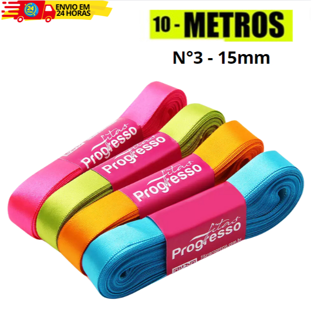 Fita Cetim Nº3 15 mm 10 metros Progresso