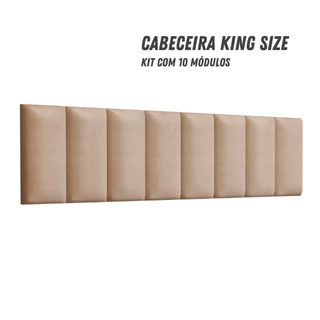Cabeceira Cama King Size 200x45cm - Kit com 10 Módulos Auto Adesivos