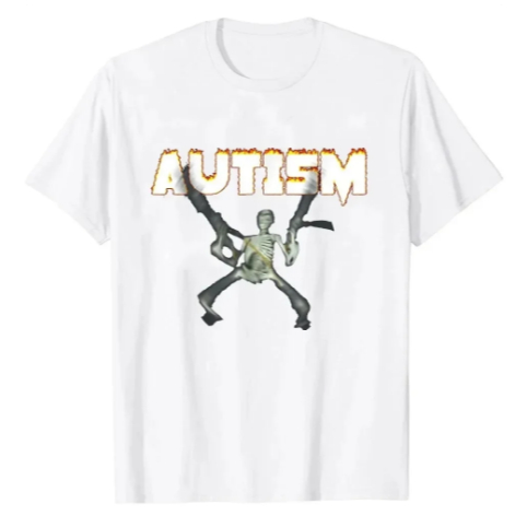 Camiseta Retro Autismo Esqueleto Engraçado T-Shirt para Homens e Mulheres
