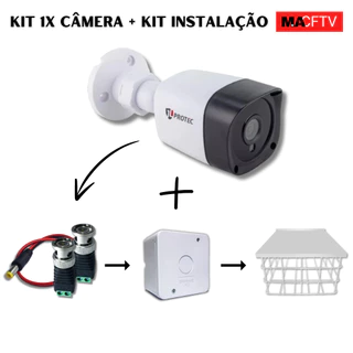 1x Câmera Bullet JL9020 Full HD 1080P + Kit Instalação Grade Com Chapa Caixa Sobrepor e Conectores