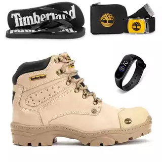 Bota Masculina Chinelo Carteira e Relogio Timberland Botina Trabalho e Passeio
