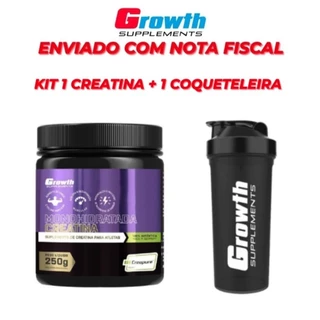 Creatina Monohidratada (Creapure) 250g + 1 Coqueteleira - Growth Supplements