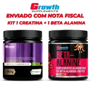 Kit 1 Creatina (Creapure) 250g + 1 Beta Alanina 250g - Growth Suplementos