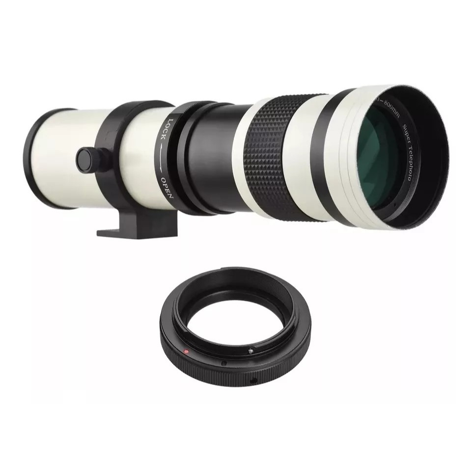 Lente 420-800mm Super Telefoto Zoom Foco Manual Para Canon