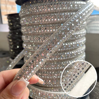 Tira/Tubo/Fio/Cordão De Strass 15MM/ Cristal Caviar- 1 Metro (Proprio Para Tiaras,Laços,Calça