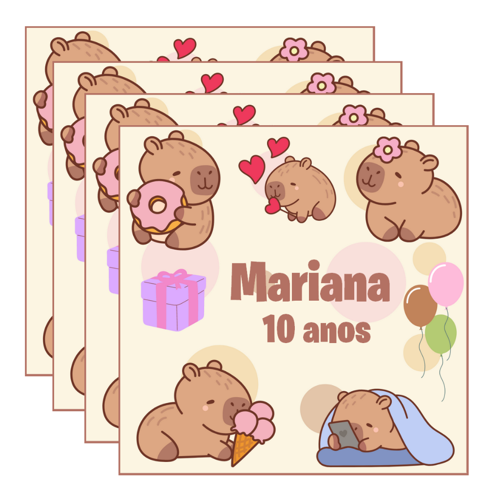 30 Adesivos 5cm Capivara Tag Auto Colante festa Capivara lembrancinha ...