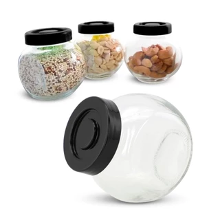 Kit 4 Porta Tempero Condimento Pote De Vidro 280 ML Baleiro Jogo Cozinha Decoração