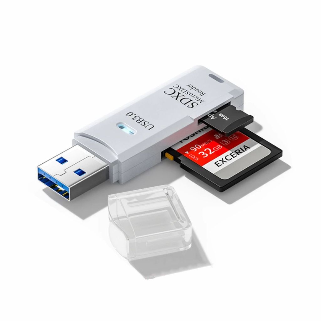 Leitor de Cartão SD USB 3.0 Dual Slot 2 em 1 TF/SD Micro SD SDXC SDHC MMC RS-MMC Micro SDXC Micro SDHC UHS-I para Windows Mac Linux Chrome