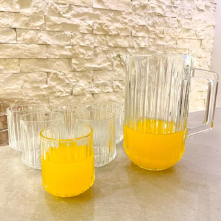Conjunto 7 Peças Jarra com 6 Copos de Cristal Bangkok 1,45L/300ml - Wolff