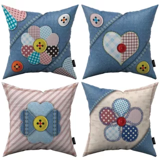 Kit 04 Capas De Almofadas Decorativa Moderna 42 X 42 Lili