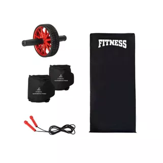 Kit Academia Colchonete Peso e Corda de Pular + Roda Abdominal Combo Fitness