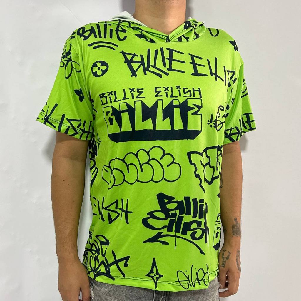 Billie Eilish Tシャツ Camiseta t-shirt Billie eilish todos os nomes em arte grafite