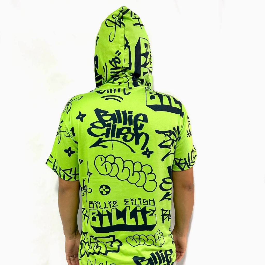 Camiseta t-shirt Billie eilish todos os nomes em arte grafite