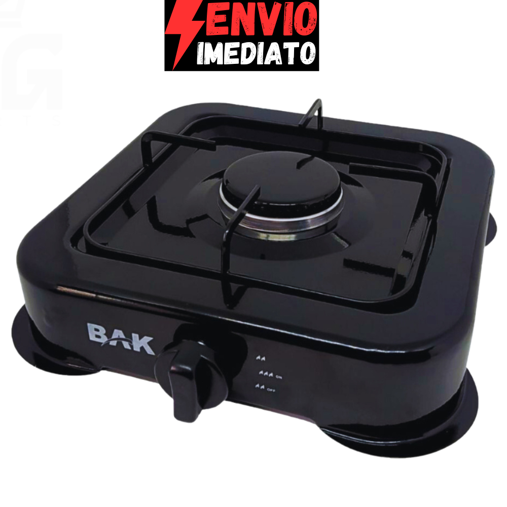 Fogão Cooktop Fogareiro 1 Boca a Gás Camping Portátil Com Controle De Chama Bak Preto