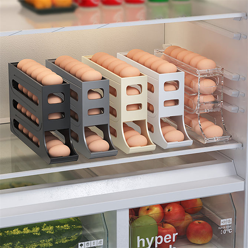 Porta Ovos Para Frigorífico, 4 Camadas Organizador Automático De Economia De Espaço
