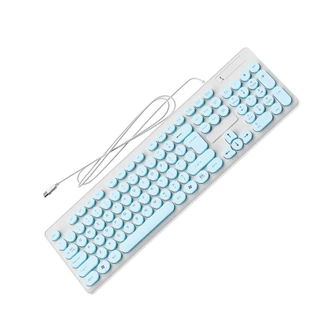KIVEE Teclado com fio USB Silencioso 104 Teclas, Para MacBook PC Tablet, Azul