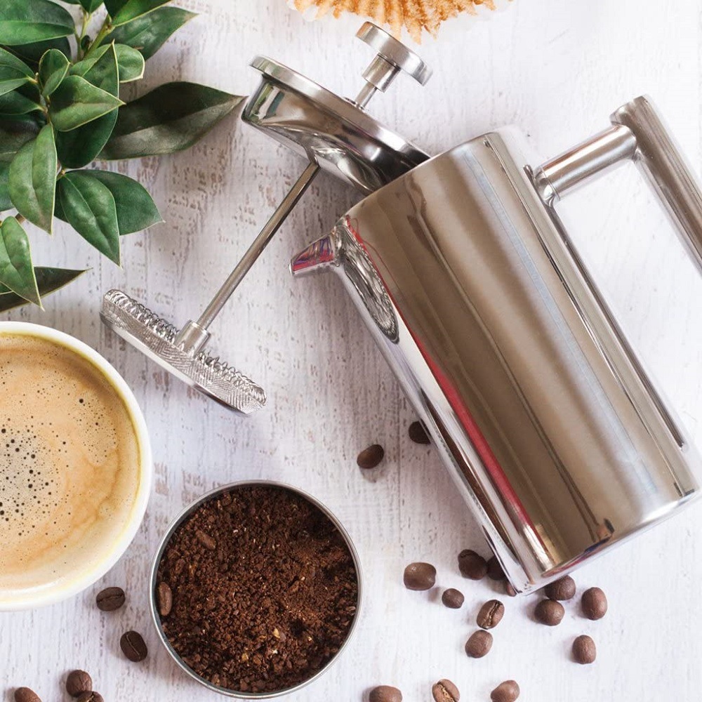 MDOUS Com Filtração de 4 Níveis Cafeteira Prensas Francesas Aço Inoxidável 700ML